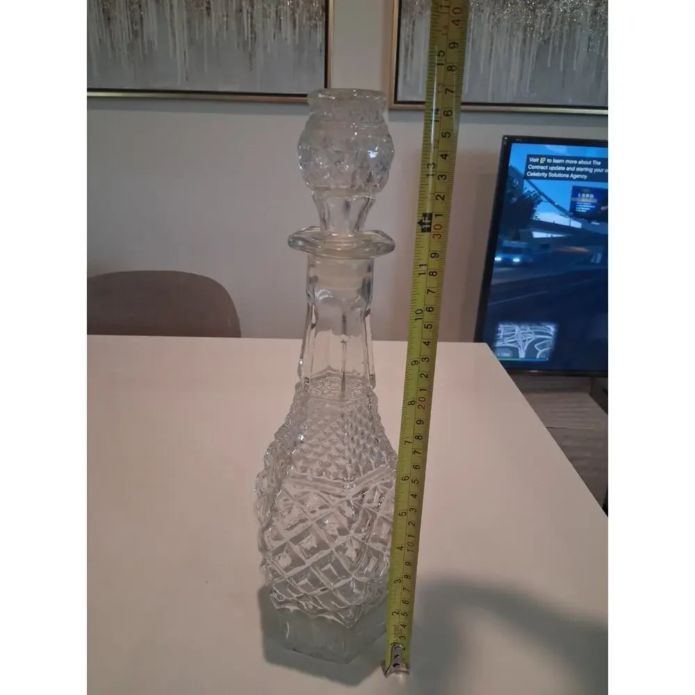 Vtg 1967-1980s Anchor Hocking Wexford Clear Glass Wine Liquor Decanter 14.5